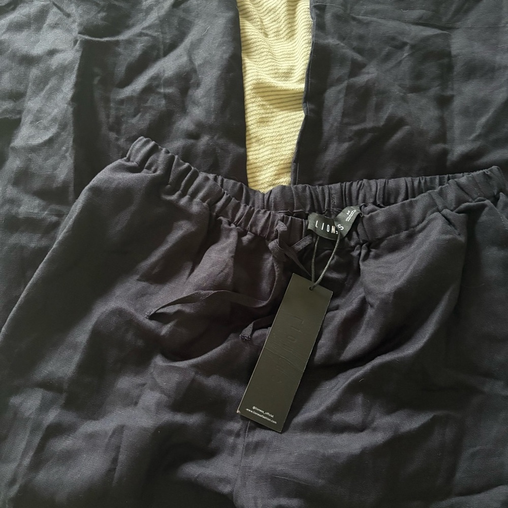 NWT New Lioness Idyllic Linen Cotton Low-Rise Straight Leg Pull On Pants Small - Picture 4 of 6